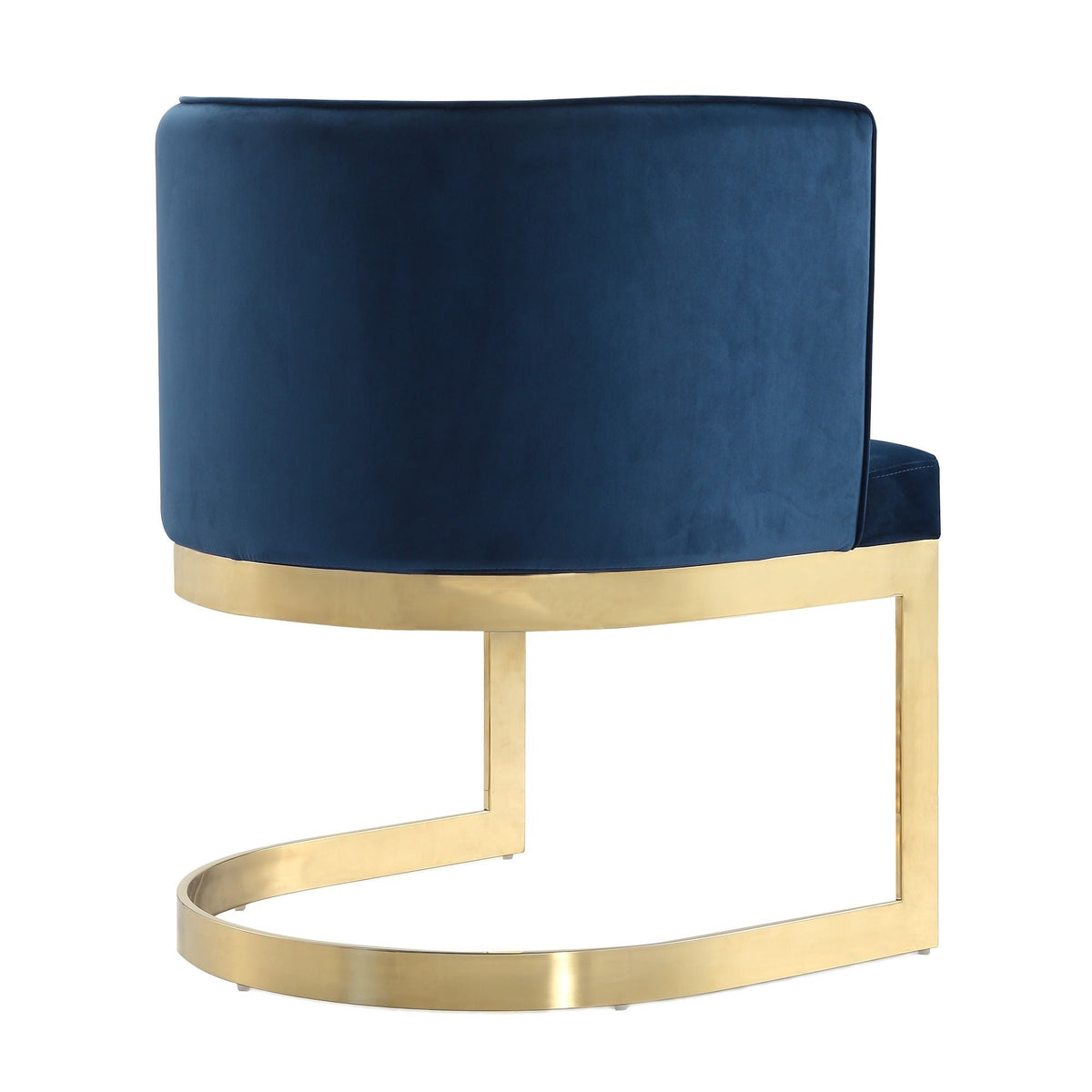 Aura dining chair with brass frame in blue velvet upholstery on Tampa Home & Garden Store
