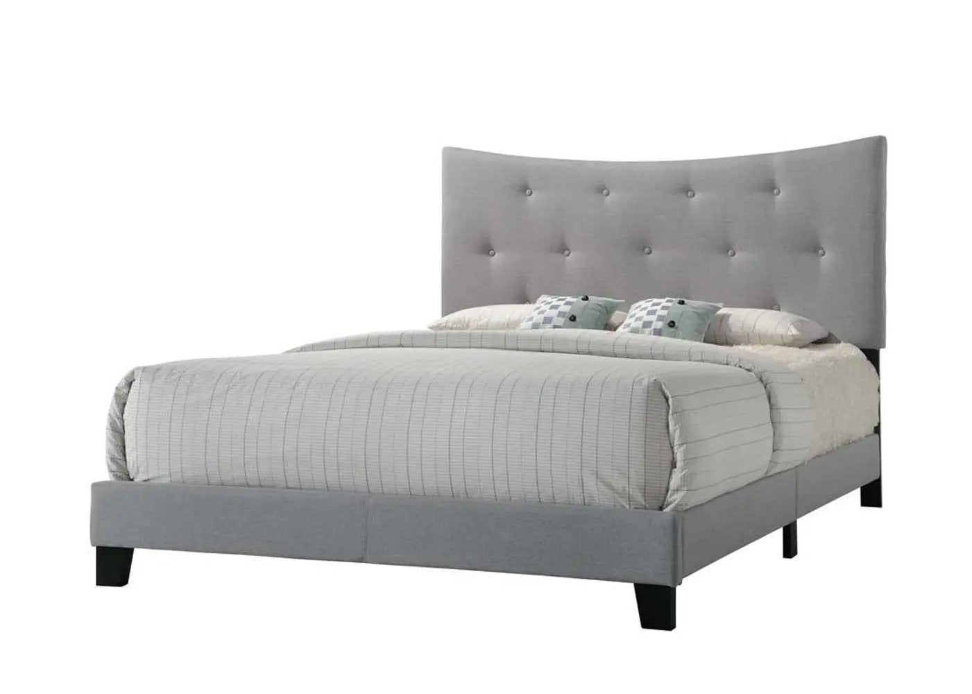 Venacha Queen Bed in gray upholstery with tufted headboard by Unique Piece Furniture on Tampa Home & Garden Store