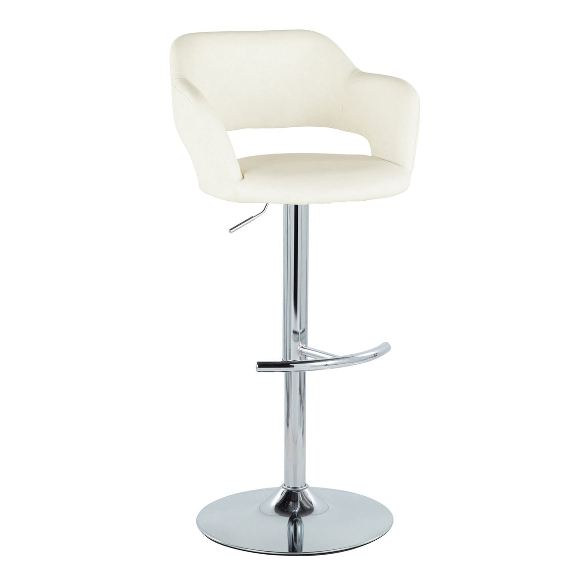 Contemporary adjustable barstool with swivel cream upholstery chrome base HouseOfZazla on Tampa Home & Garden Store