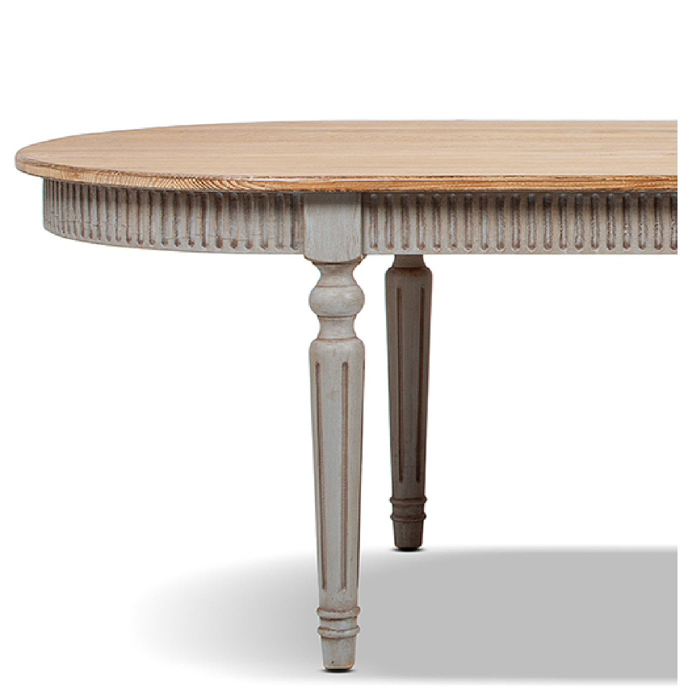 Colette 94' Reclaimed Wood Oval Dining Table with aged finish and turned legs HouseOfZazla on Tampa Home & Garden Store