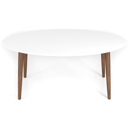 Mid-Century oval dining table white solid wood with brown legs HouseOfZazla on Tampa Home & Garden Store