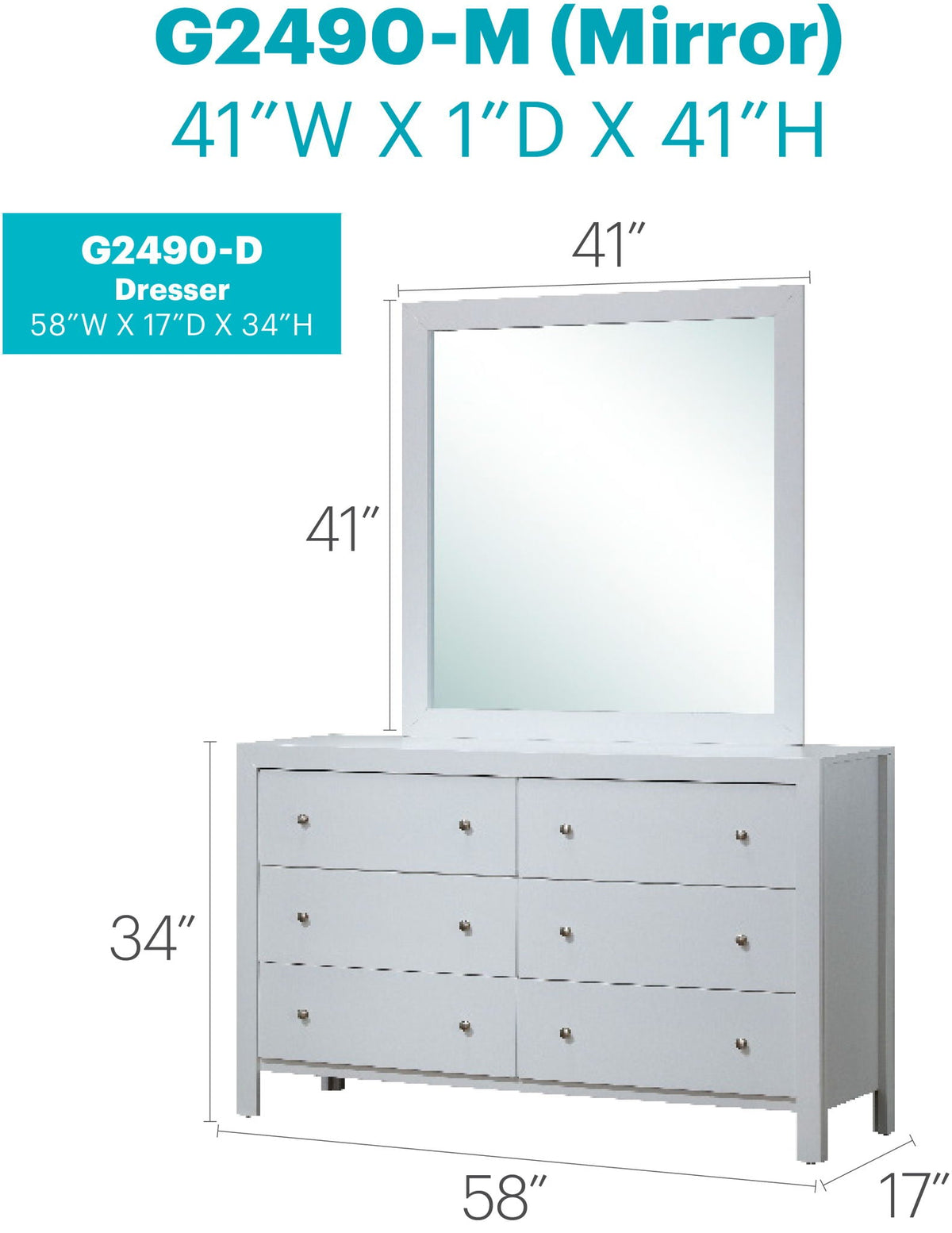 Elegant transitional dresser by HouseOfZazla with safety drawers and mirror, six drawers on Tampa Home & Garden Store