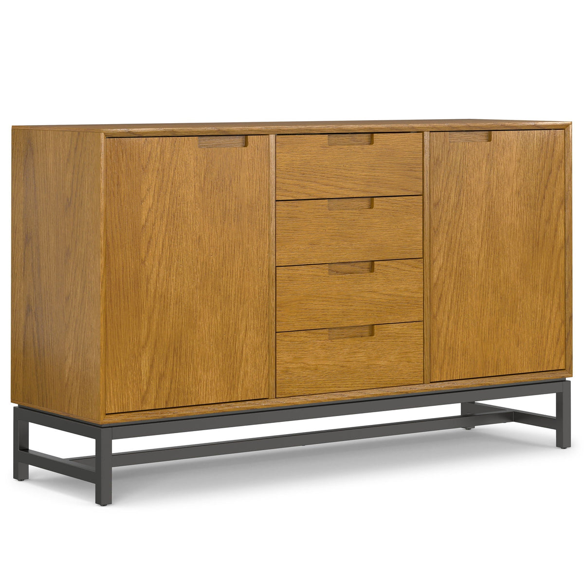 Banting Sideboard with Centre Drawers in oak finish on a dark metal frame base on Tampa Home & Garden Store