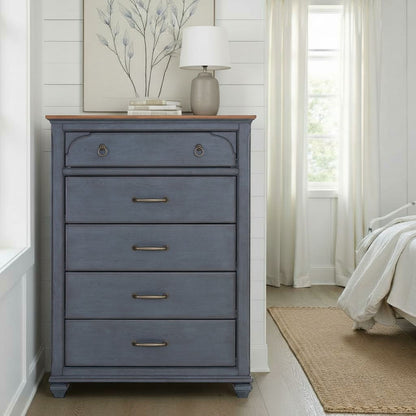 Chest - Blue accent chest by HouseOfZazla with brass hardware on Tampa Home & Garden Store