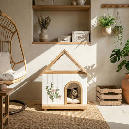Indoor Cedar Cat House and a Clear Acrylic Roof