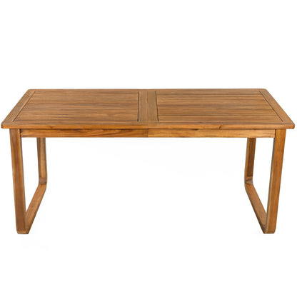 7-piece patio dining set outdoor table with warm wood slatted top by HouseOfZazla on Tampa Home & Garden Store