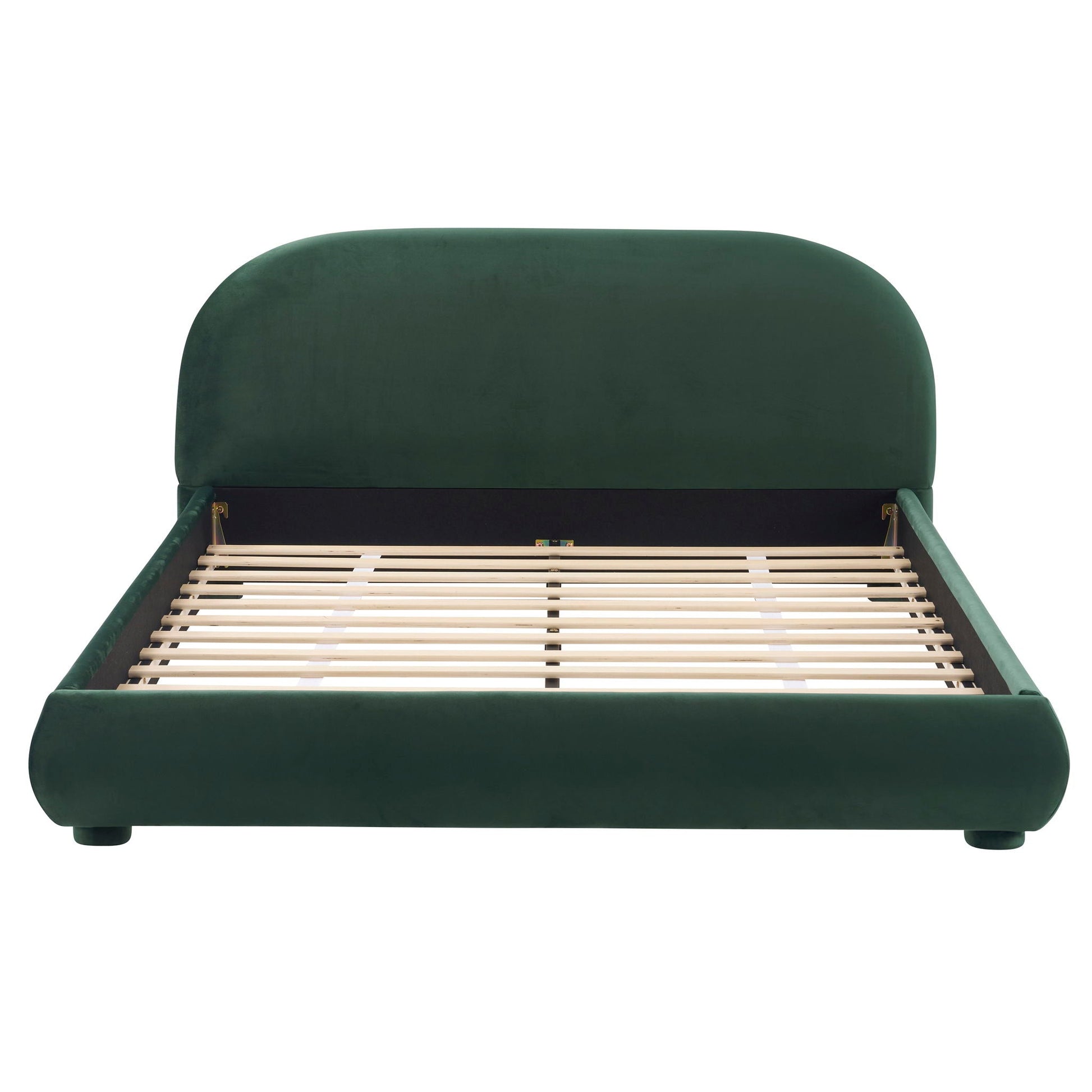 Upholstered bed with curved green velvet headboard by HouseOfZazla on Tampa Home & Garden Store