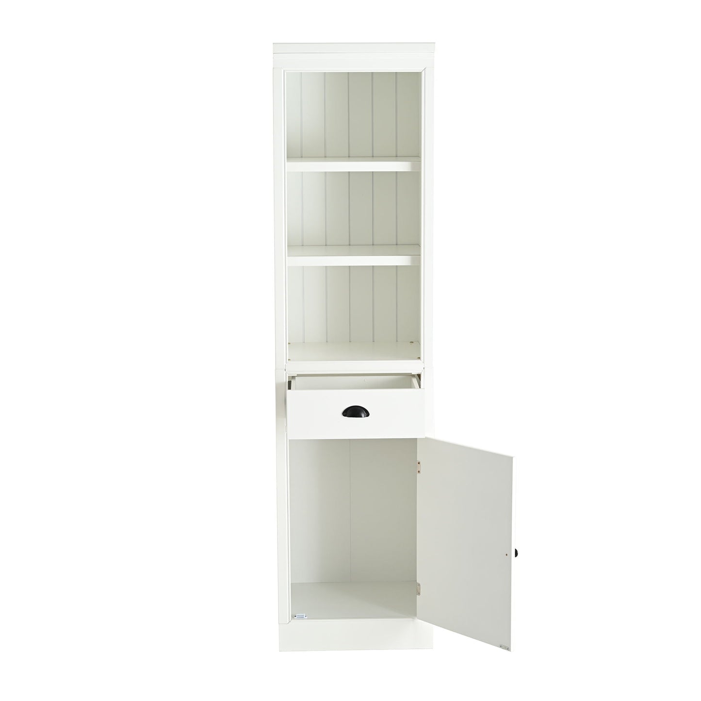 Retro White Tall Display Shelf and Cabinet