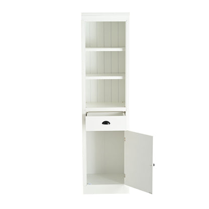 Retro White Tall Display Shelf and Cabinet