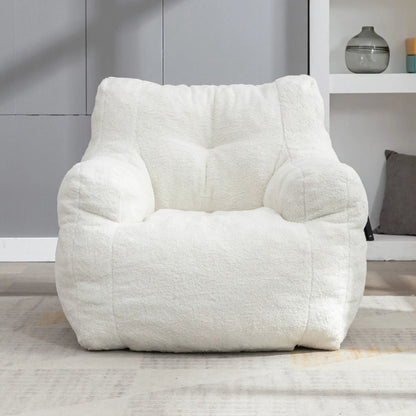 Soft Teddy Fabric Bean Bag Chair With Tufted Foam