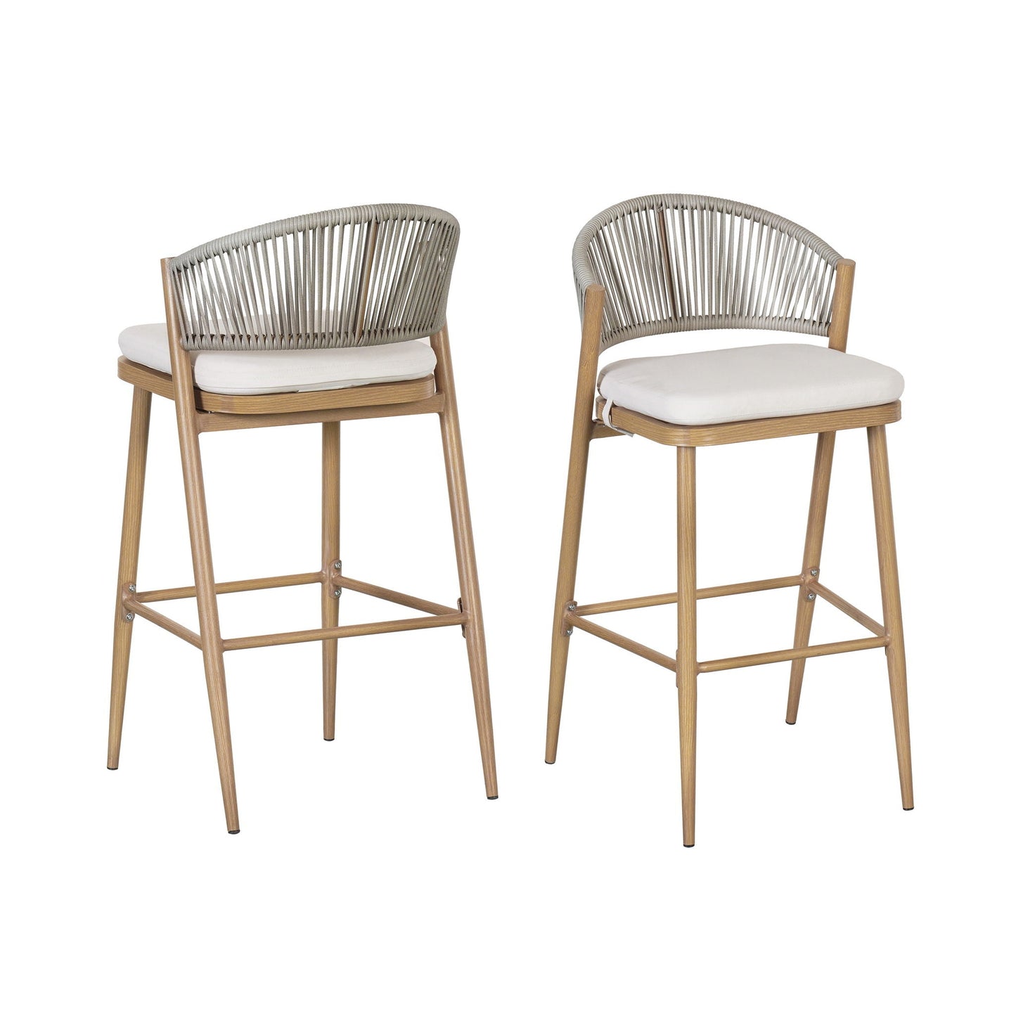 Outdoor Bar Stools With Scallop Cushion And Frame