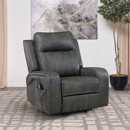 Mckinley gray upholstered power lift recliner chair with remote control on Tampa Home & Garden Store