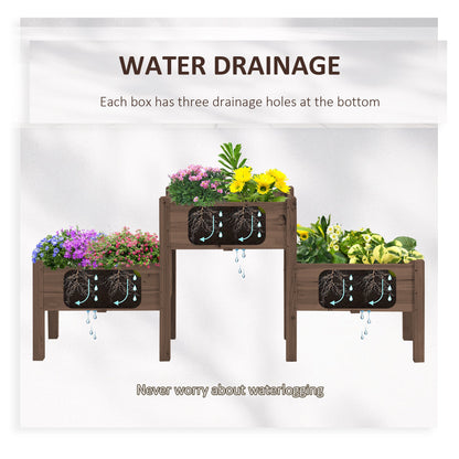 Outsunny raised garden bed with 3 planter boxes filled with blooms and drainage design on Tampa Home & Garden Store