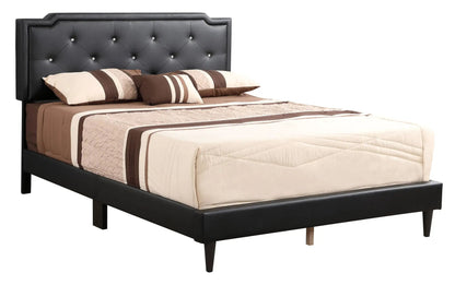 Button tufted black bed with crystal buttons and beige brown bedding Unique Piece Furniture on Tampa Home & Garden Store