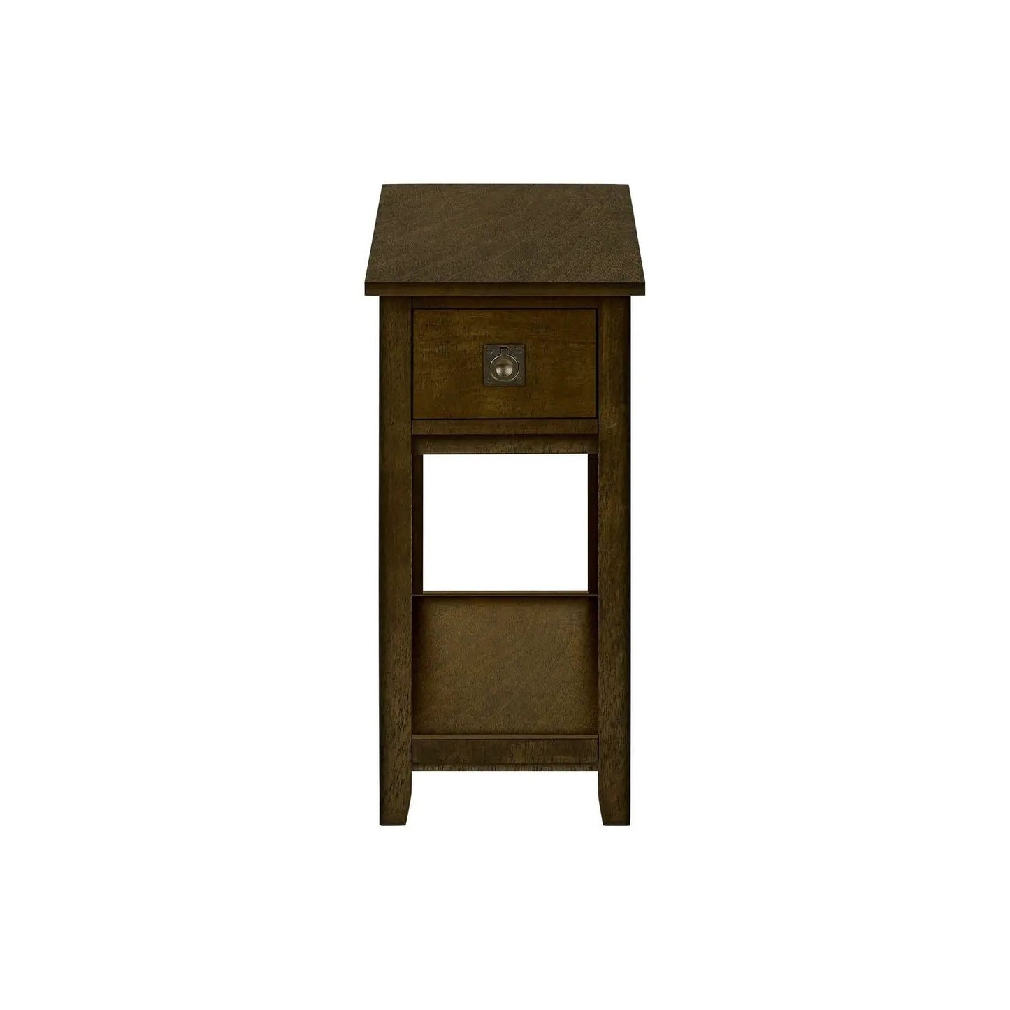 Accent End Table, 2-tier, narrow dark brown wood, storage drawer, Unique Piece Furniture on Tampa Home & Garden Store
