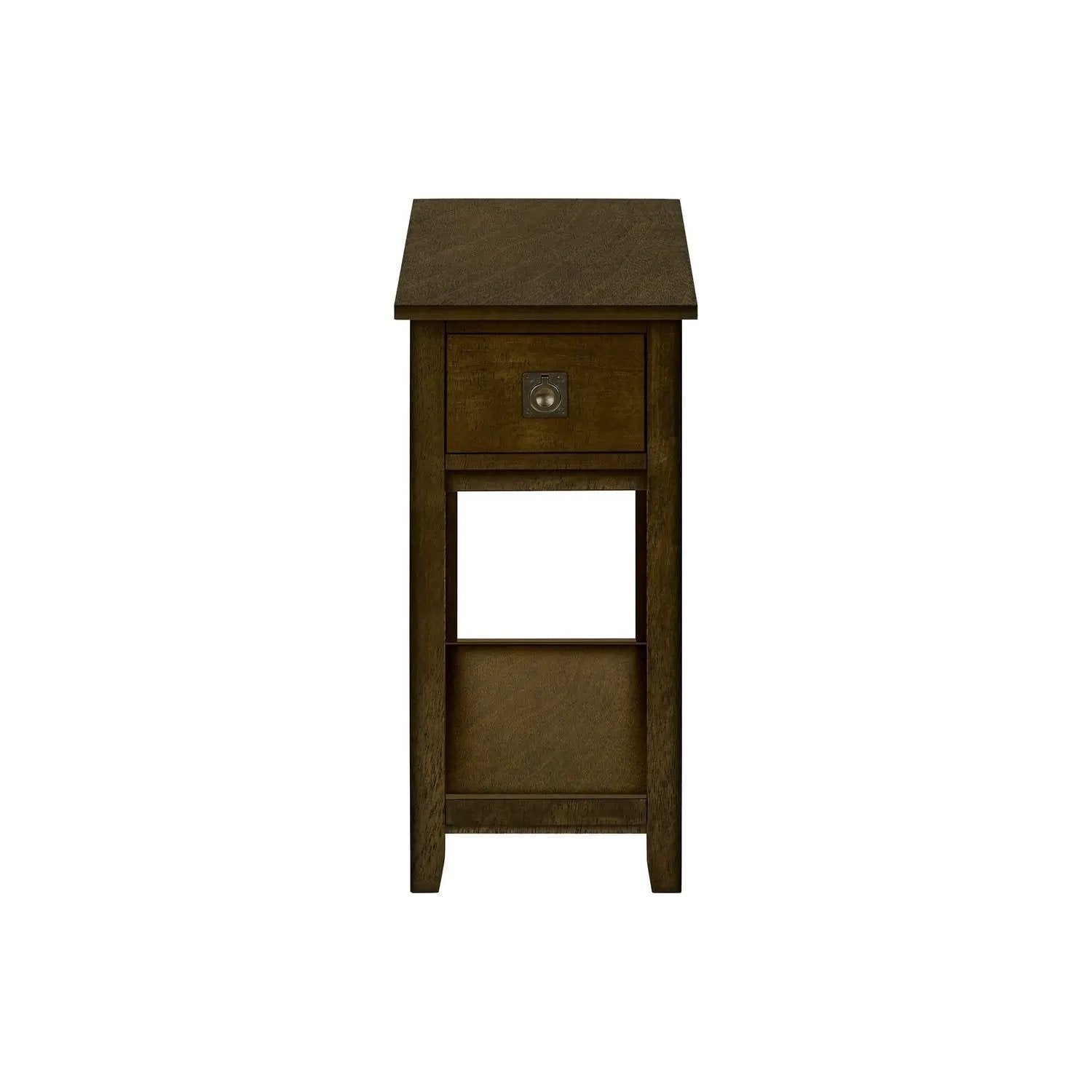 Accent End Table, 2-tier, narrow dark brown wood, storage drawer, Unique Piece Furniture on Tampa Home & Garden Store
