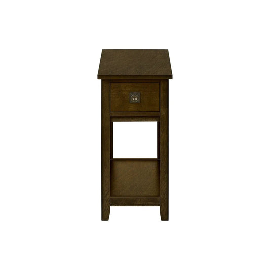 Accent End Table, 2-tier, narrow dark brown wood, storage drawer, Unique Piece Furniture on Tampa Home & Garden Store