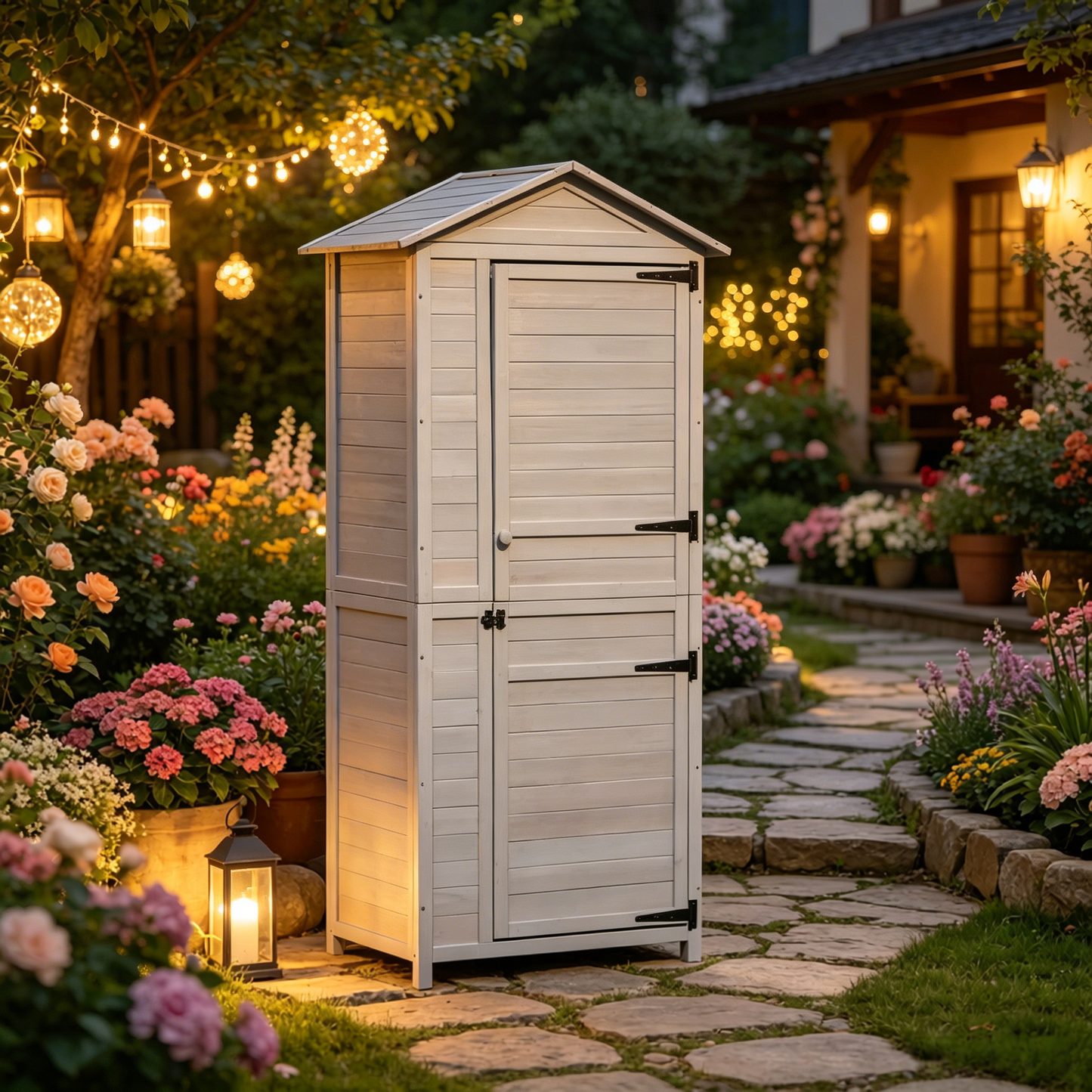 an Outdoor Storage Shed With Tilted Tin Roof