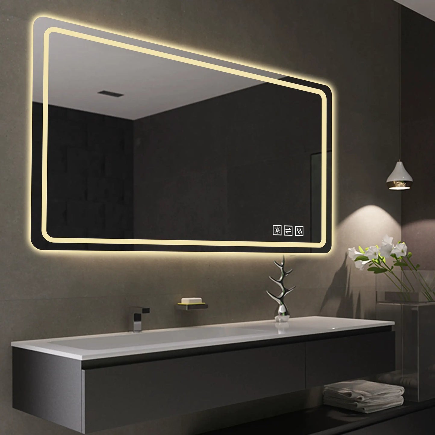 Frameless LED Bathroom Mirror Anti Fog Lights