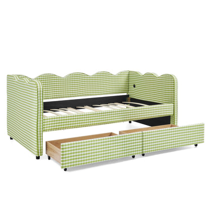 Gingham Daybed With Usb Port And The Wave Shape