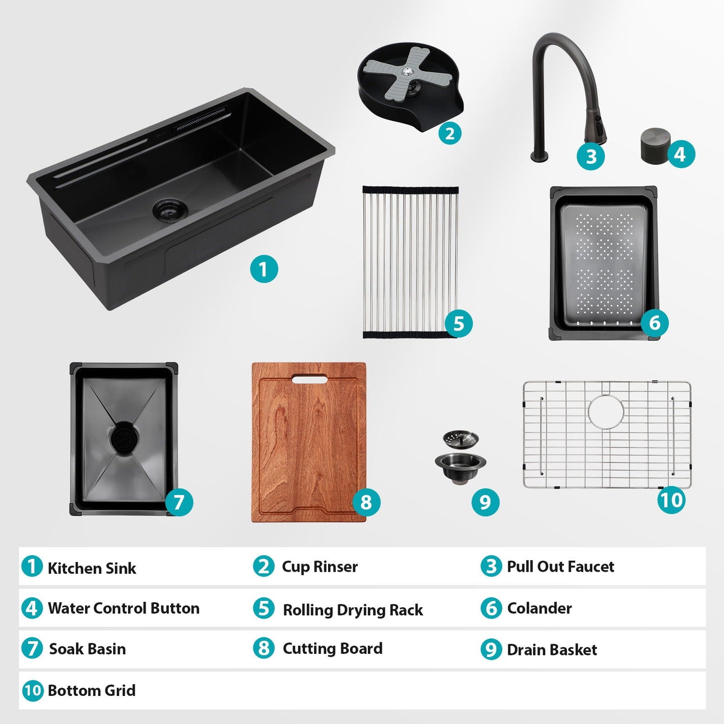 Undermount Workstation Sink and Faucet Set
