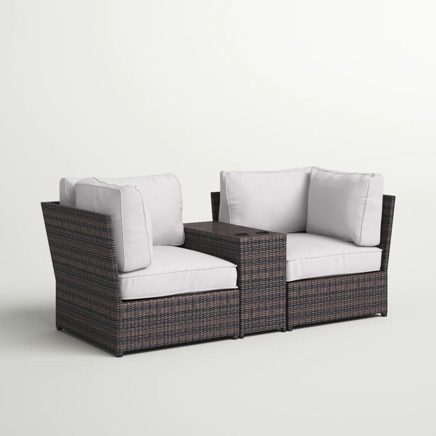 Outdoor Wicker Loveseat Set and Side Table