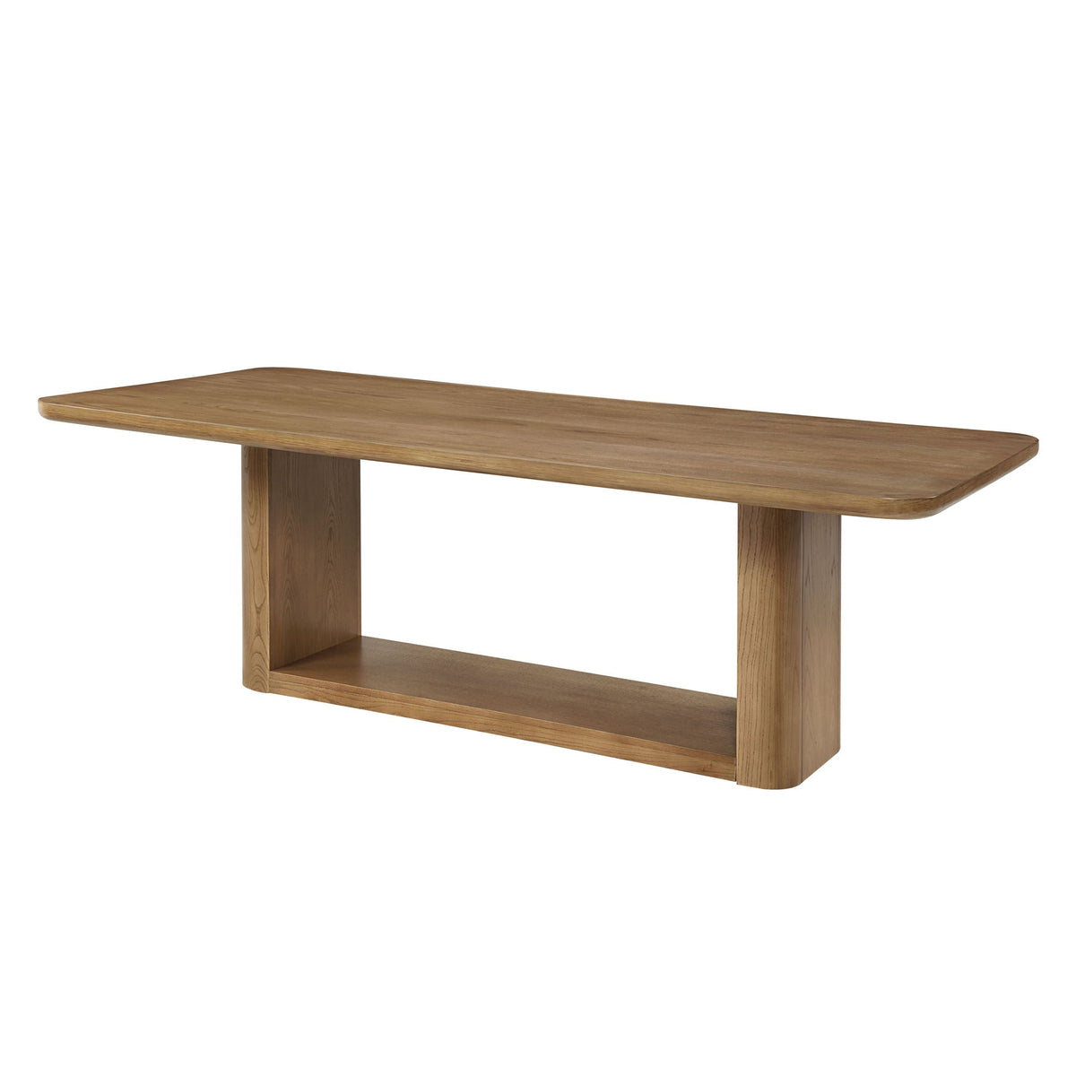 Oak dining table Zoey by HouseOfZazla with dual-panel pedestal base in natural oak on Tampa Home & Garden Store