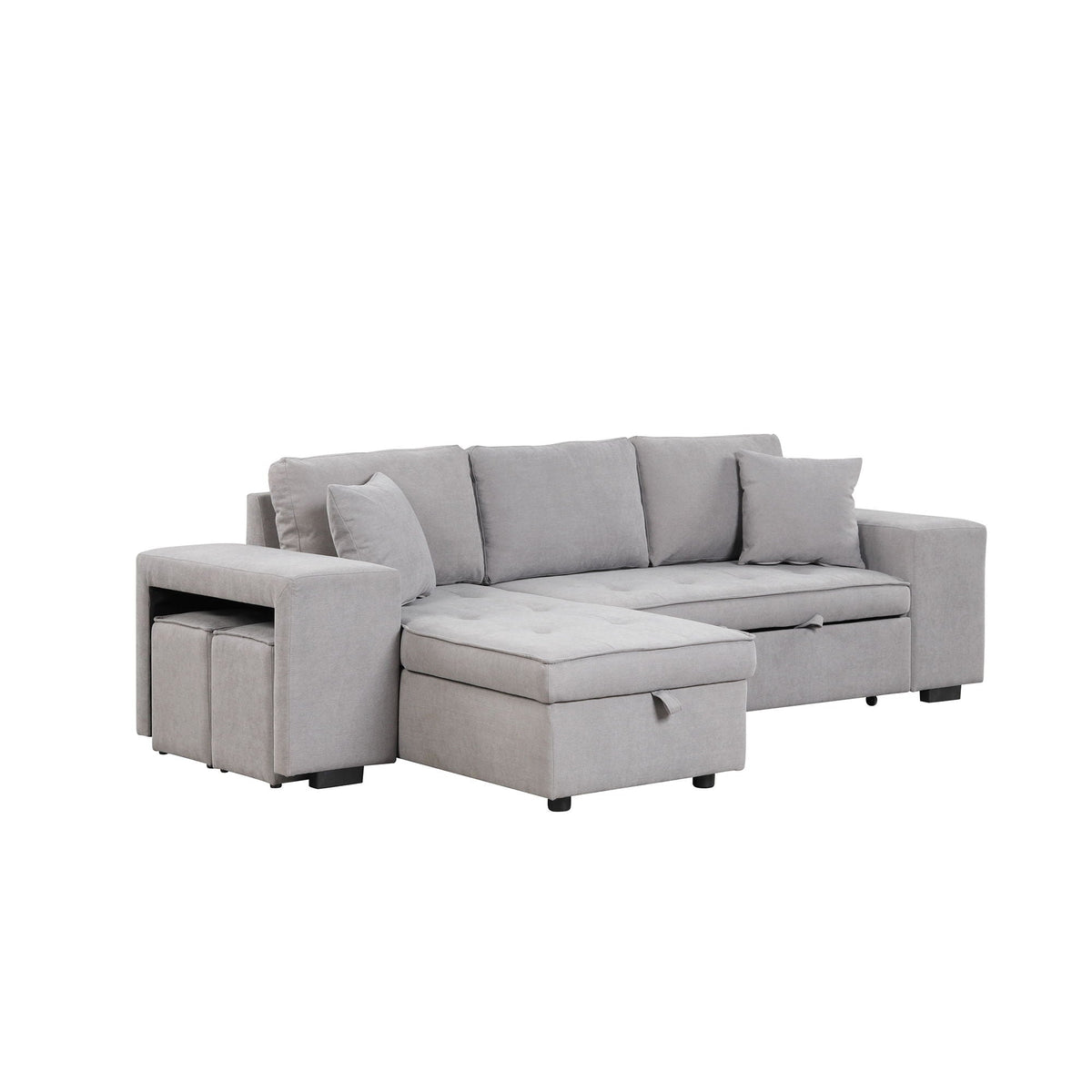 Modern L-shape sleeper sectional by HouseOfZazla with storage chaise and ottoman, 2 stools on Tampa Home & Garden Store