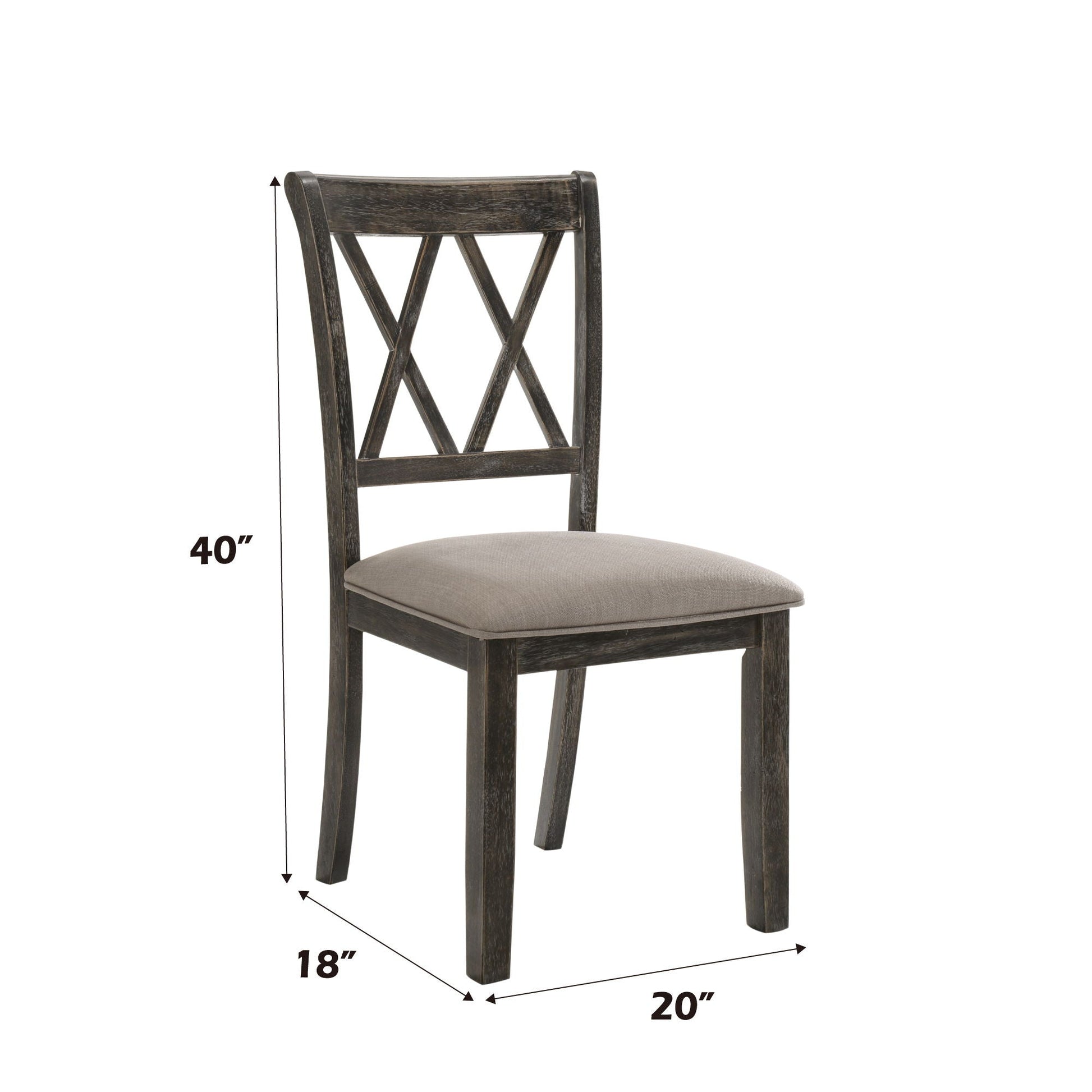 Claudia II Weathered Side Chair set of 2 beige cushioned seat dark wood X-back by HouseOfZazla on Tampa Home & Garden Store