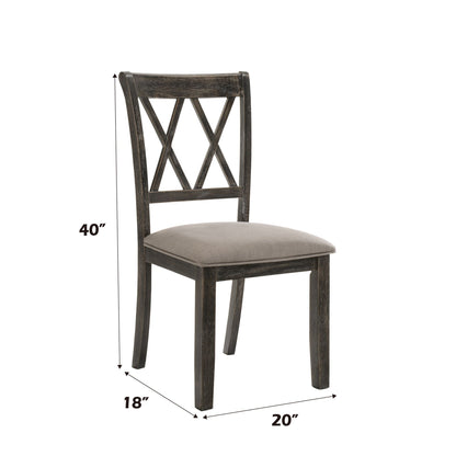 Claudia II Weathered Side Chair set of 2 beige cushioned seat dark wood X-back by HouseOfZazla on Tampa Home & Garden Store