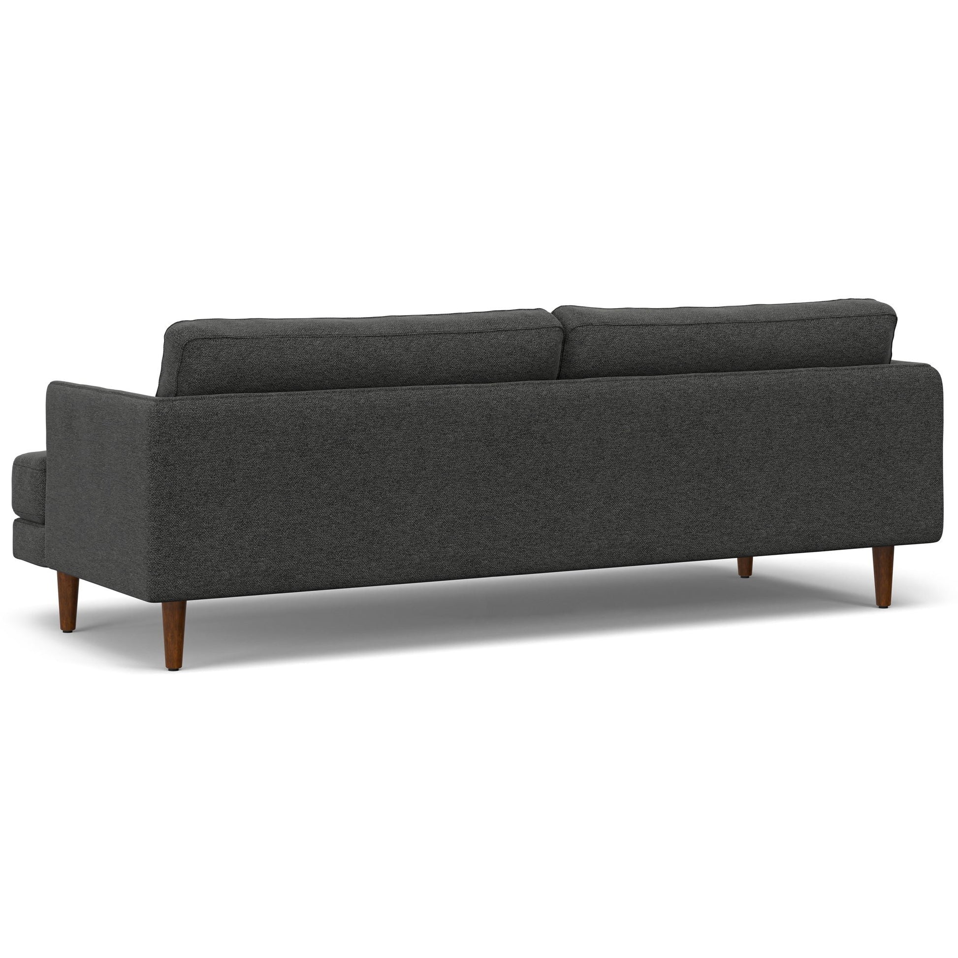 Livingston Upholstered Sofa by HouseOfZazla in dark gray fabric with wooden legs on Tampa Home & Garden Store