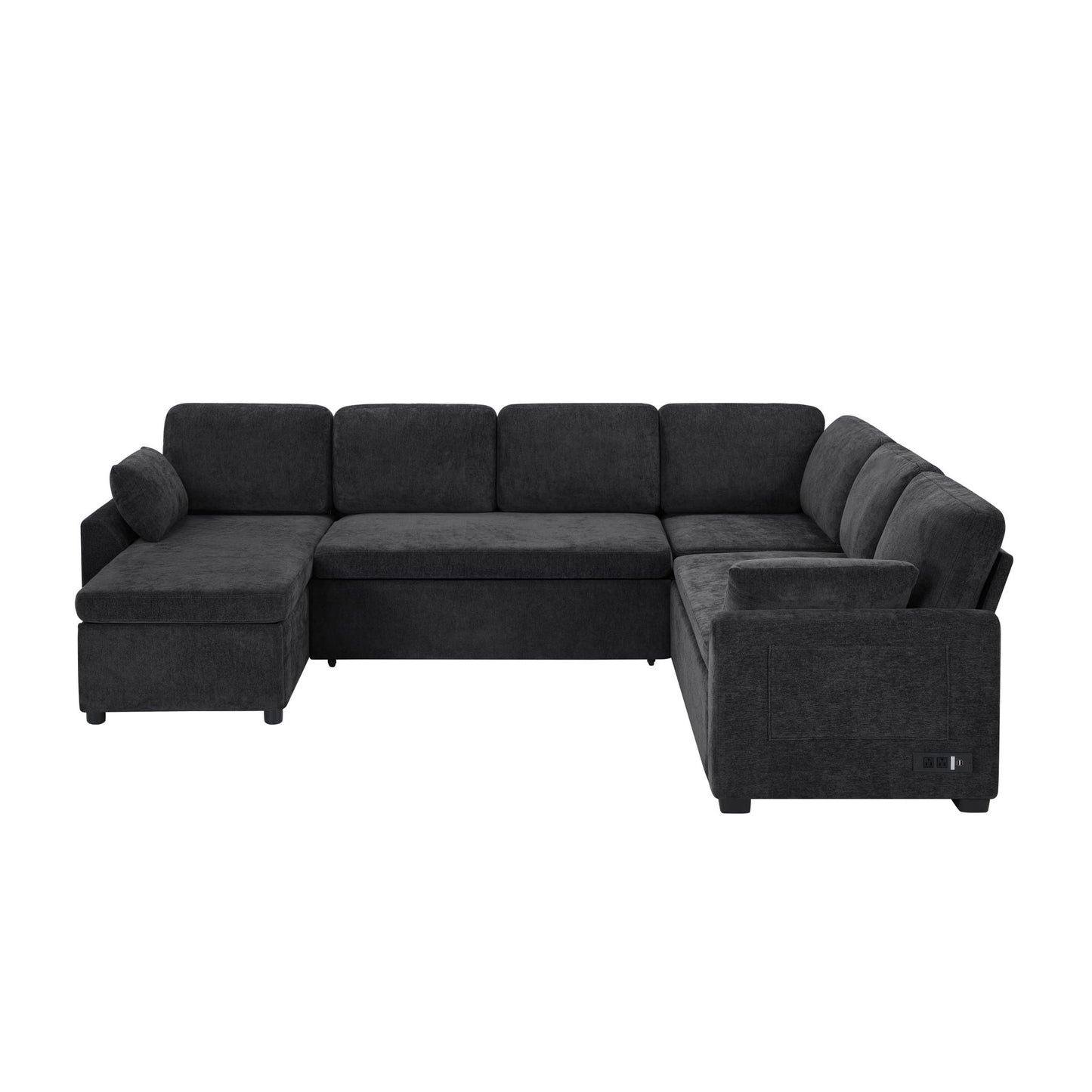 Convertible U-shaped sectional sofa bed with reversible chaise HouseOfZazla dark gray on Tampa Home & Garden Store