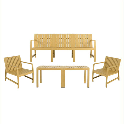 HouseOfZazla orange waterproof outdoor patio set with chairs and bench and table on Tampa Home & Garden Store