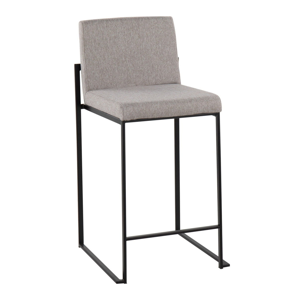 Fuji high back counter stool taupe fabric with black metal frame on Tampa Home & Garden Store