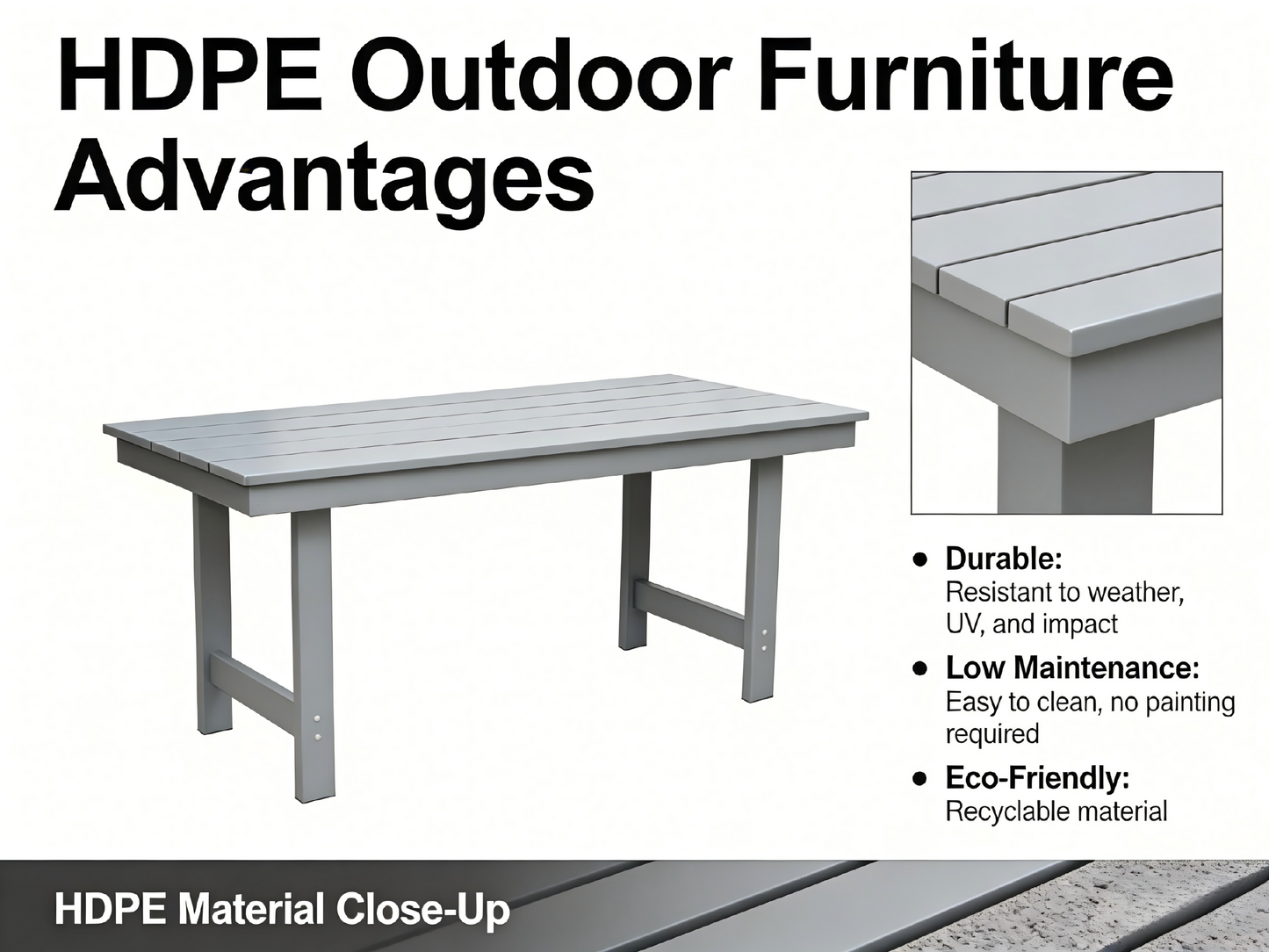 HDPE outdoor patio dining set table and six gray chairs by HouseOfZazla on Tampa Home & Garden Store