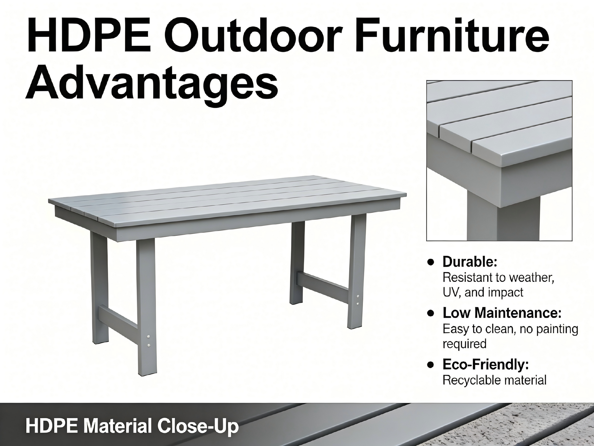 HDPE outdoor patio dining set table and six gray chairs by HouseOfZazla on Tampa Home & Garden Store