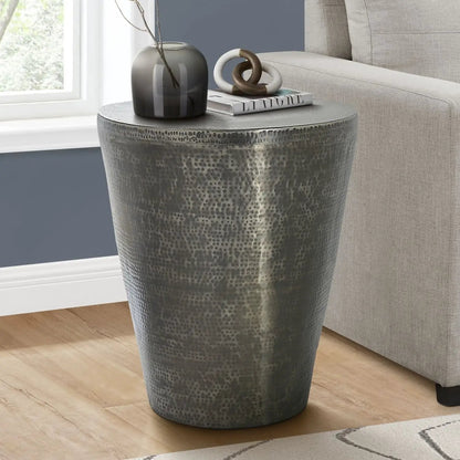 Drum Accent Side Table by Unique Piece Furniture, hammered gray metal drum form on Tampa Home & Garden Store