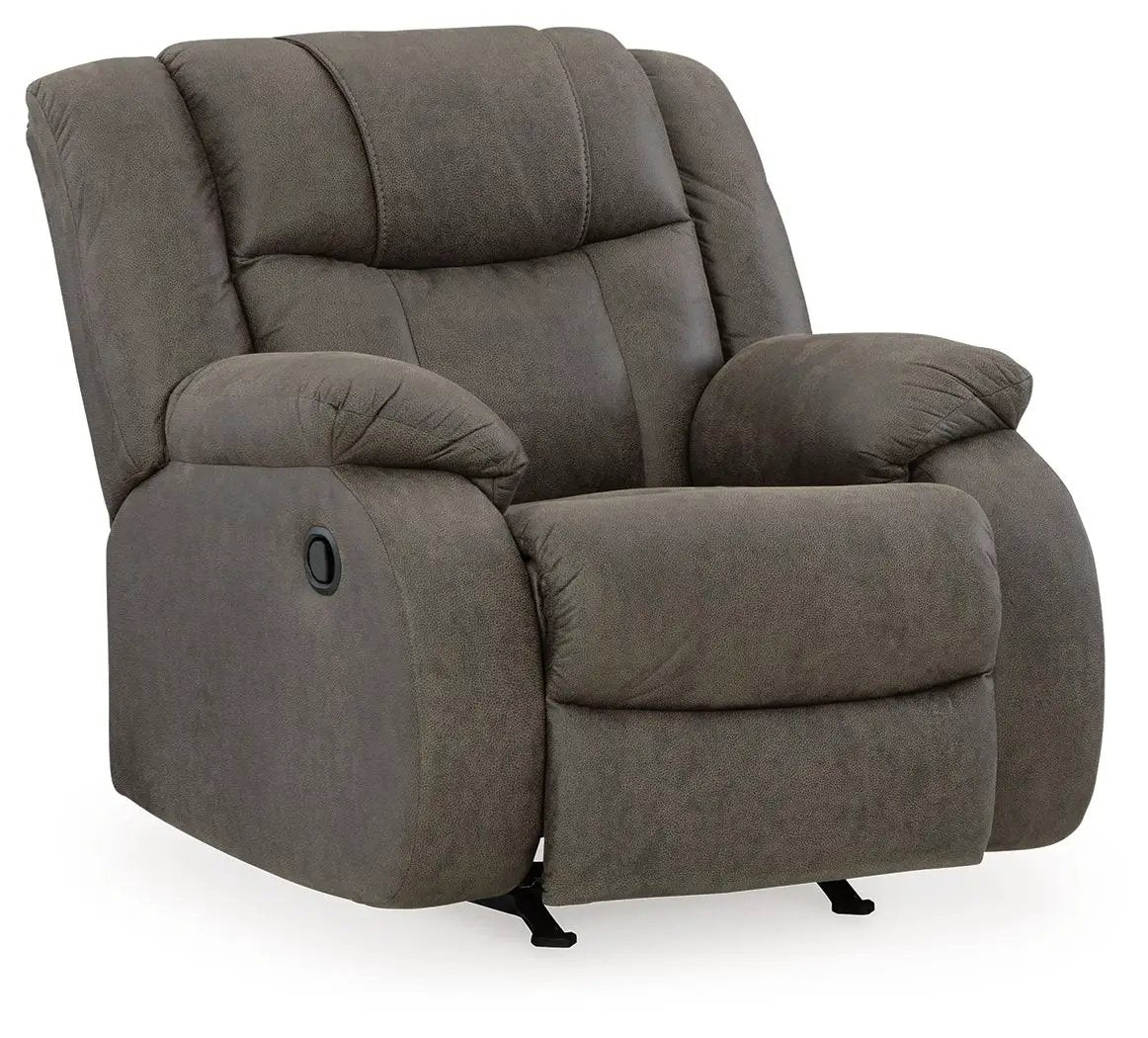 First Base Rocker Recliner Gunmetal by Unique Piece Furniture, dark gray fabric recliner on Tampa Home & Garden Store