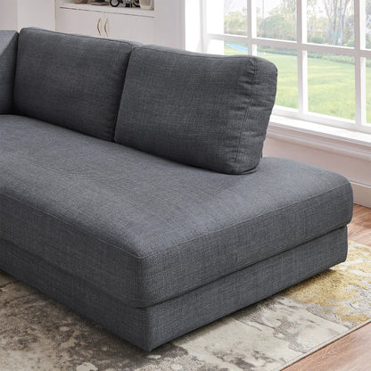 Glander comfortable cozy stationary sectional sofa in dark gray textured fabric on Tampa Home & Garden Store