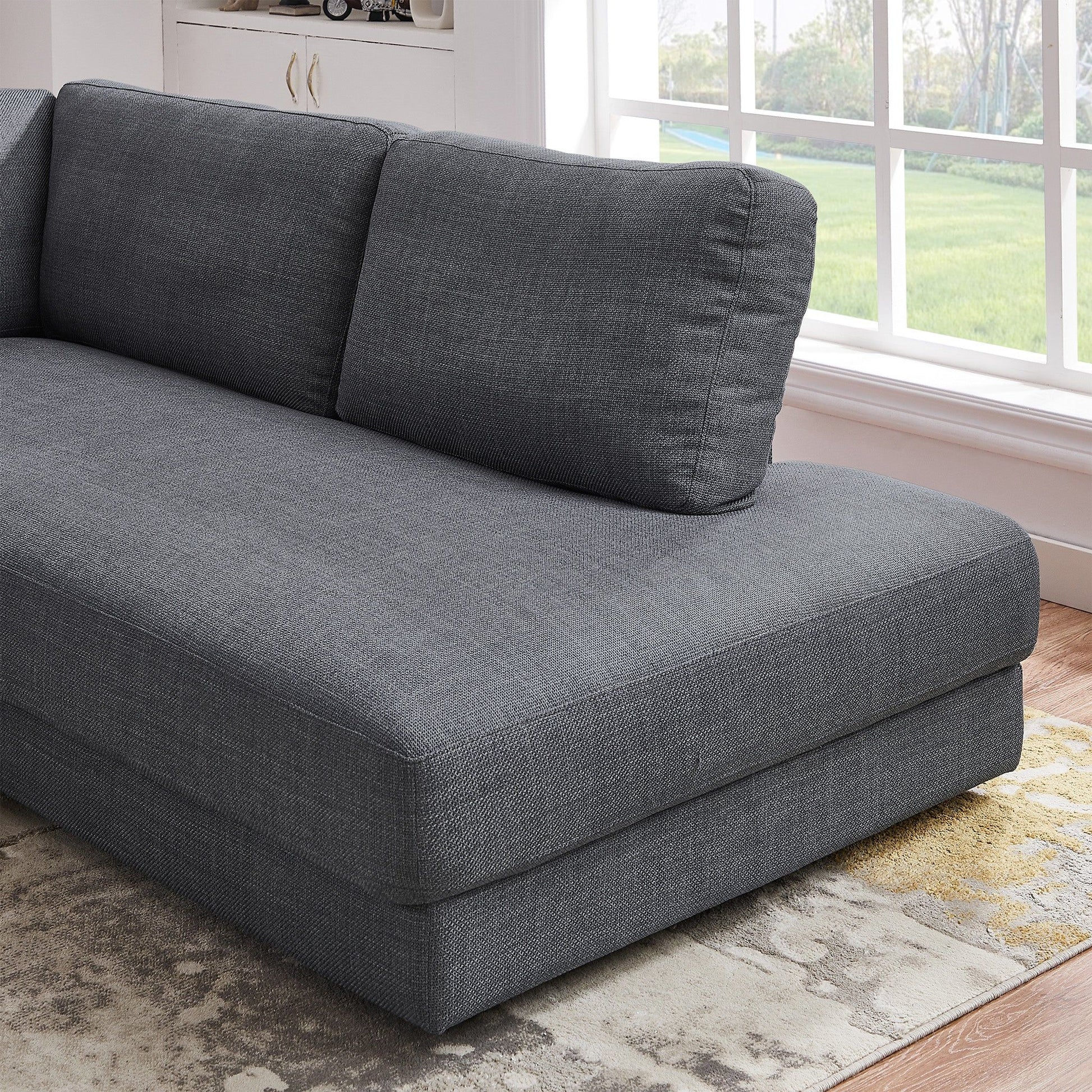 Glander Comfortable Cozy Sectional Sofa by HouseOfZazla in dark gray textured fabric on Tampa Home & Garden Store