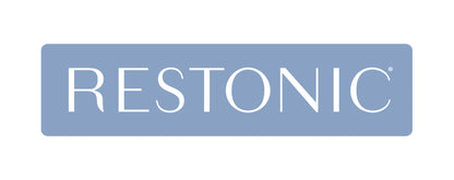 Restonic mattress logo on blue rounded badge on Tampa Home & Garden Store