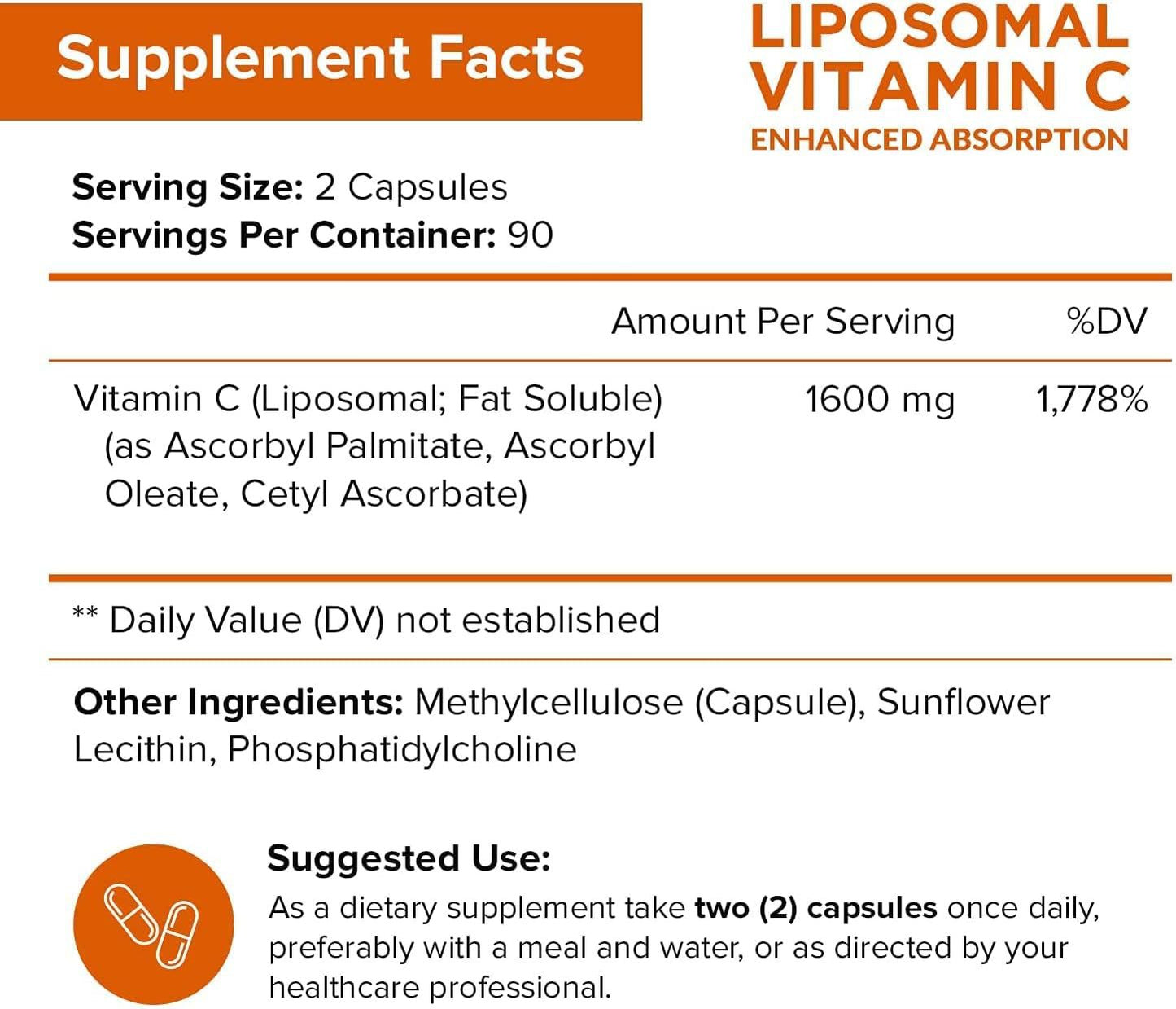 Perfecsy VC Vitamin C Capsules liposomal vitamin C 1600 mg per 2 capsules, 90 servings on Tampa Home & Garden Store