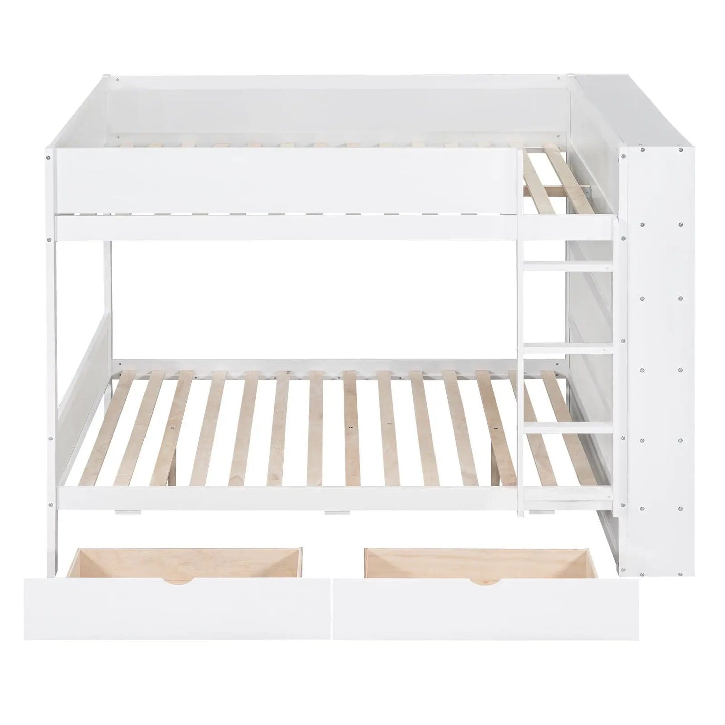 Bunk Bed With 2 Drawers And Multi Layer Cabinet, white ladder, slatted bed base on Tampa Home & Garden Store