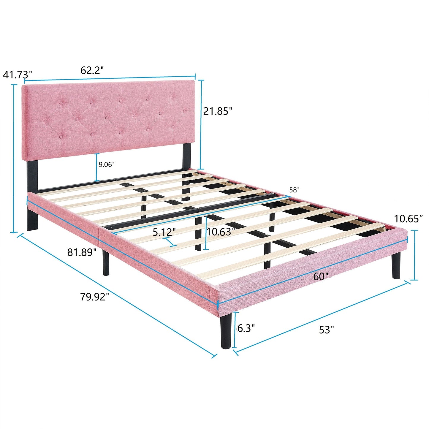 Modern Upholstered Bed Frame with Headboard