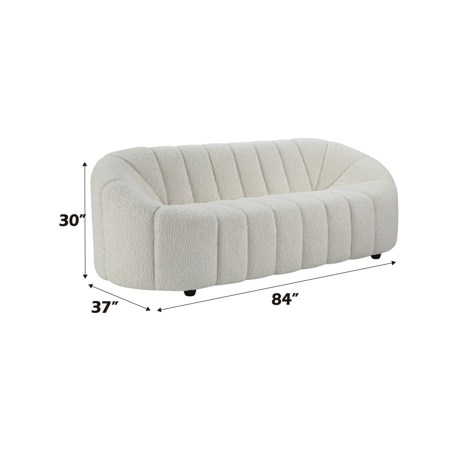 Osmash Teddy Sherpa Sofa white sherpa, tufted panels, stationary sofa on Tampa Home & Garden Store