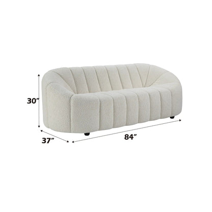 Osmash Teddy Sherpa Sofa white sherpa, tufted panels, stationary sofa on Tampa Home & Garden Store