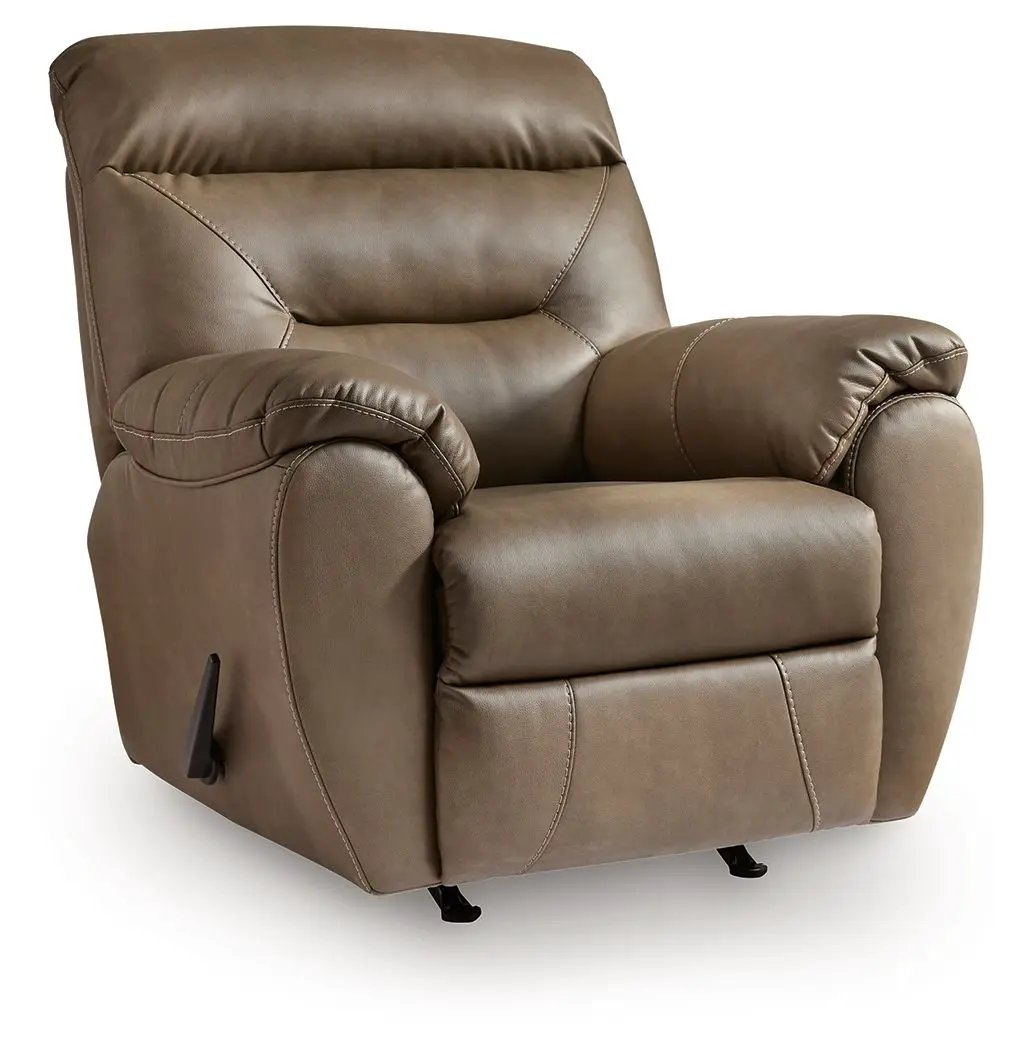 Elksworth Rocker Recliner brown leather, padded arms by Unique Piece Furniture on Tampa Home & Garden Store
