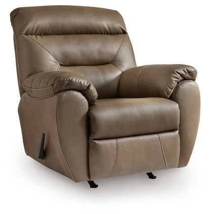 Elksworth Rocker Recliner brown leather, padded arms by Unique Piece Furniture on Tampa Home & Garden Store