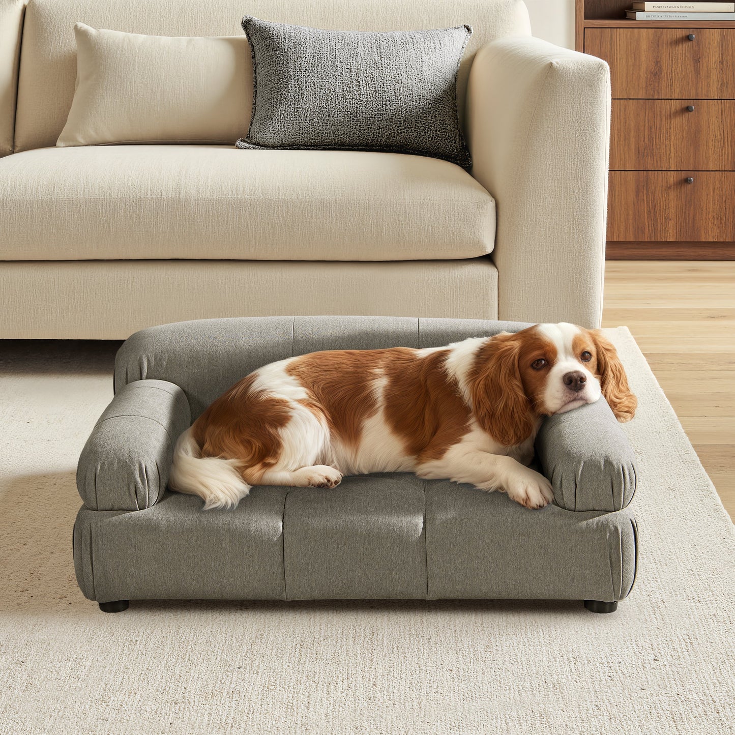 Marcel Pet Bed Uptown Gray velvet for small to medium dogs or cats HouseOfZazla on Tampa Home & Garden Store