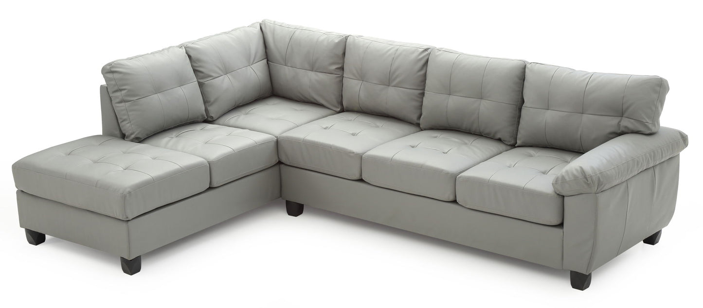 Gallant stationary sectional HouseOfZazla, light gray tufted leather upholstery with left chaise on Tampa Home & Garden Store